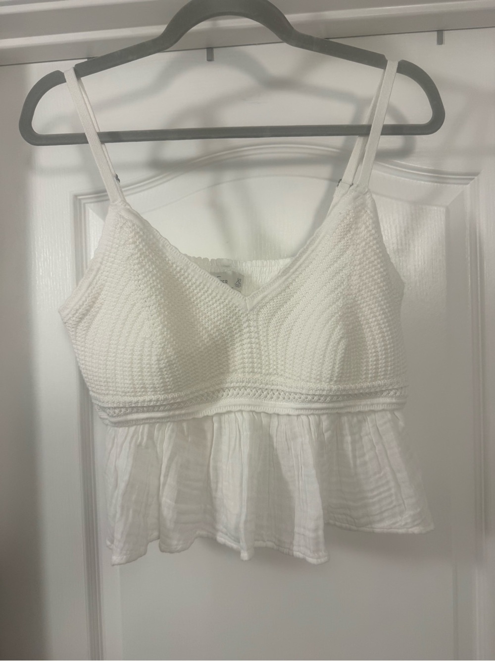 Hollister White Crochet Knit Peplum Crop Top